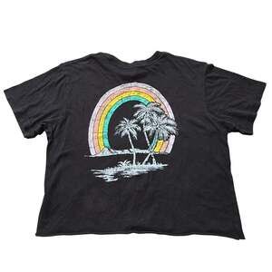 Rebellious One Rainbow Palm Paradise Life Crop Top T Shirt